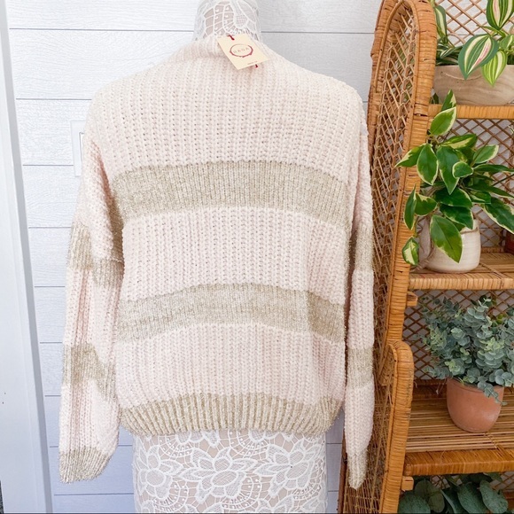 NWT Raga Ellen Tinsel Chenille Sweater Anthropologie Cream Metallic Small - Picture 11 of 12